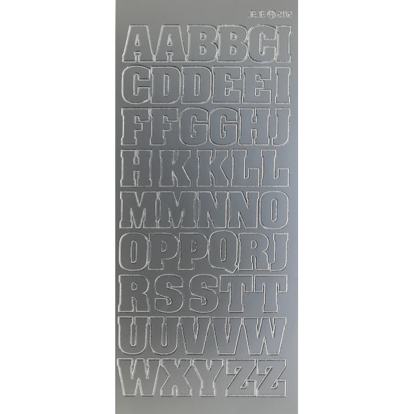 Sticker peel off adhésif argent alphabet grand