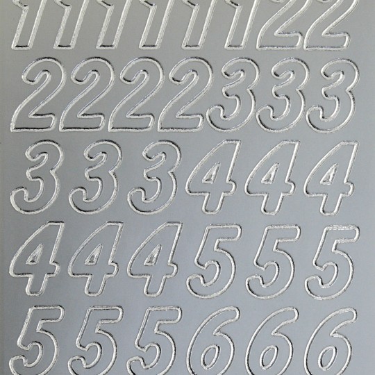 Sticker peel off adhésif argent chiffres grands Sticker peel off adhésif argent chiffres grands