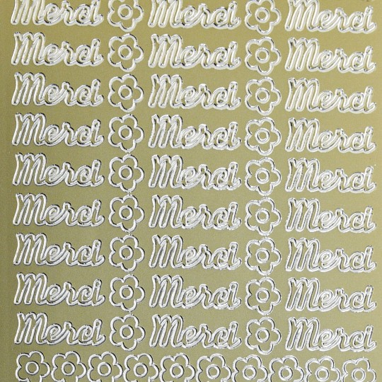 Sticker peel off adhésif or écriture merci