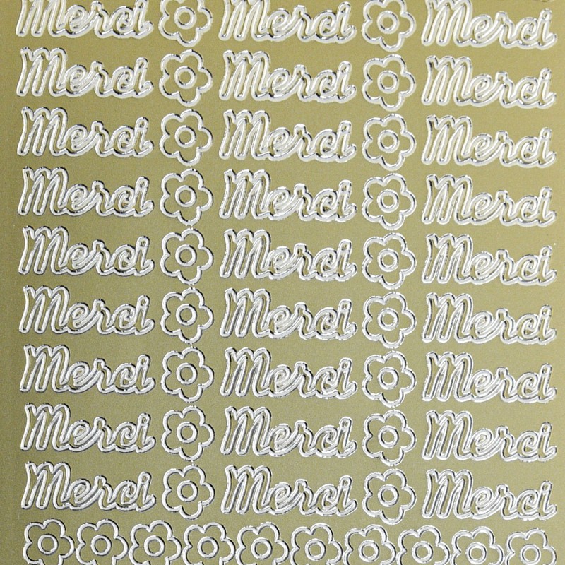 Sticker peel off adhésif or écriture merci