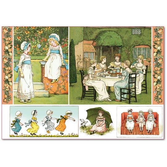 Papier de riz Stampéria vintage petites filles romantiques Papier de riz Stampéria vintage petites filles romantiques