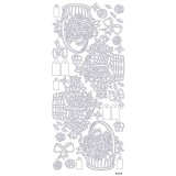 Sticker peel off adhésif fleurs or et argent 10p