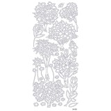 Sticker peel off adhésif fleurs or et argent 10p