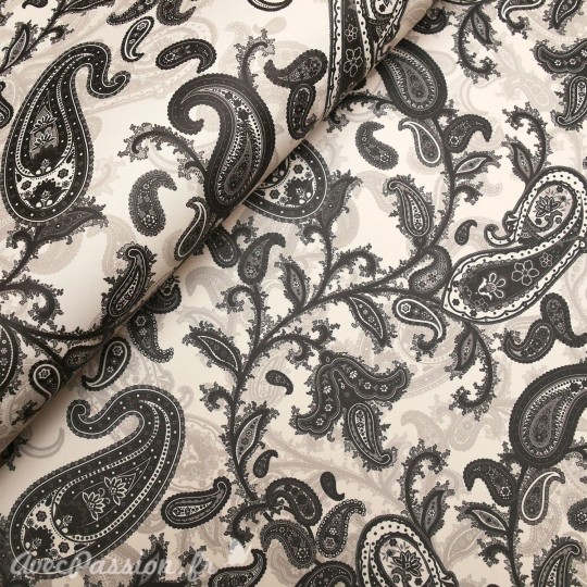 Papier tassotti motifs volutes noir et gris