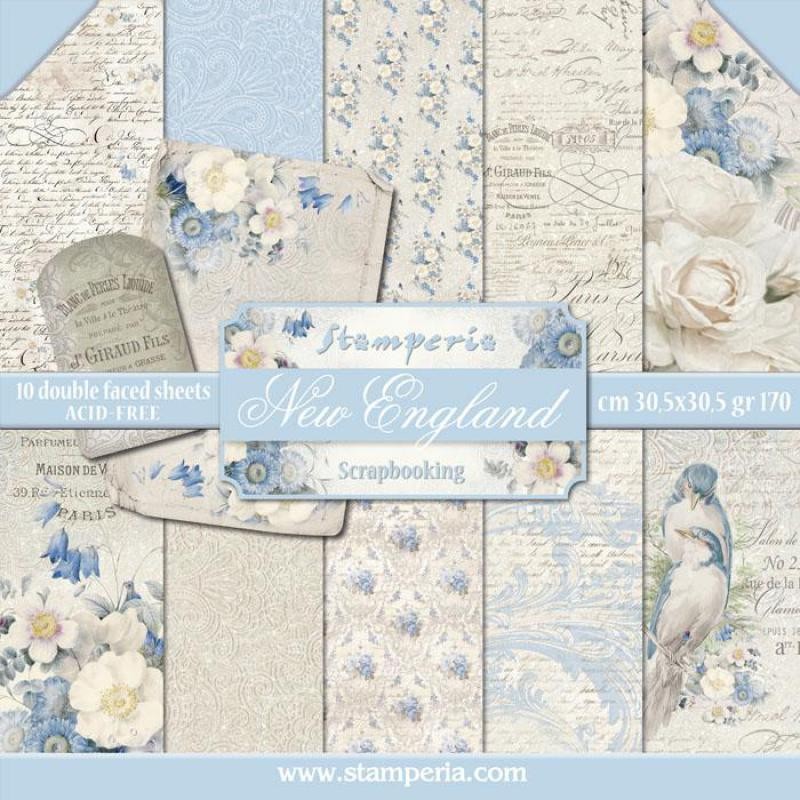 Papier scrapbooking assortiment assortiment new england 10f recto verso