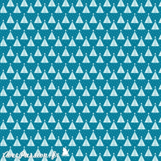 Feuilles décopatch noël fond bleu sapin bleu argent Feuilles décopatch noël fond bleu sapin bleu argent