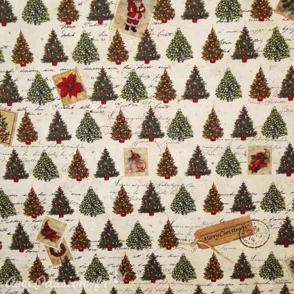 Papier tassotti motifs sapin de noël