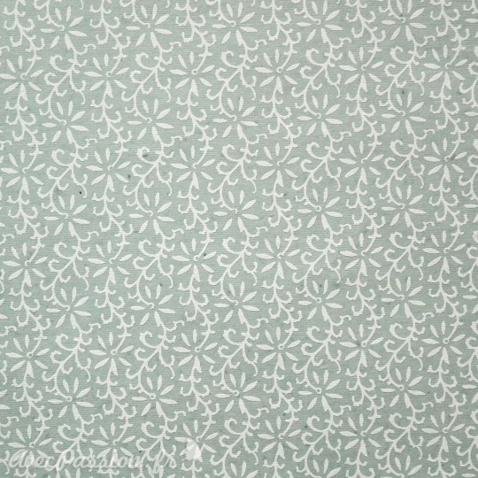 Papier fantaisie liane vert pastel et blanc