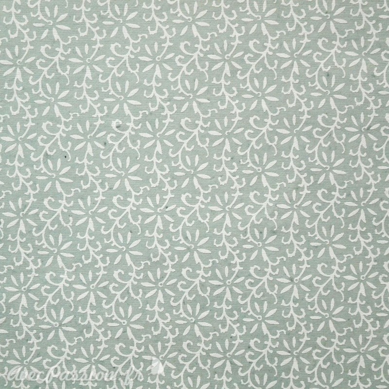 Papier fantaisie liane vert pastel et blanc