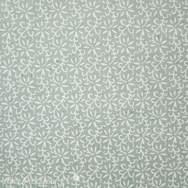 Papier fantaisie liane vert pastel et blanc