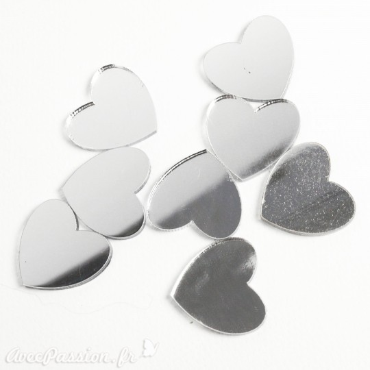 Embellissement Miroir coeur 2cm Embellissement Miroir coeur 2cm