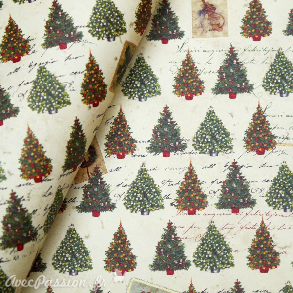 Papier tassotti motifs sapin de noël