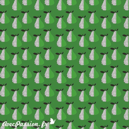Feuille décopatch fond vert poires Feuille décopatch fond vert poires