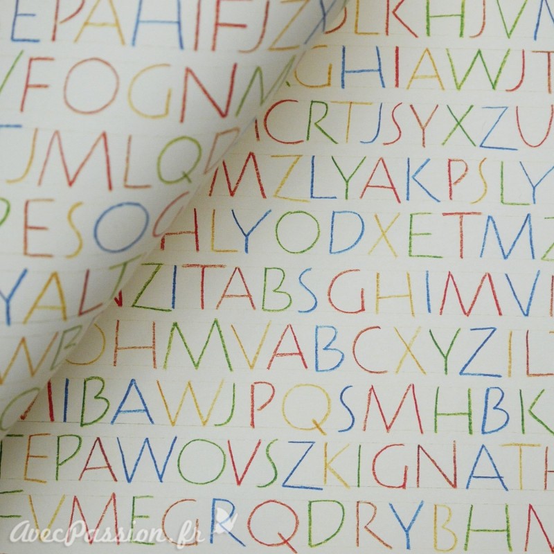 Papier tassotti motifs alphabet multicolore