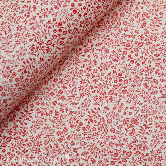 Papier tassotti motifs semis fleurs rouge