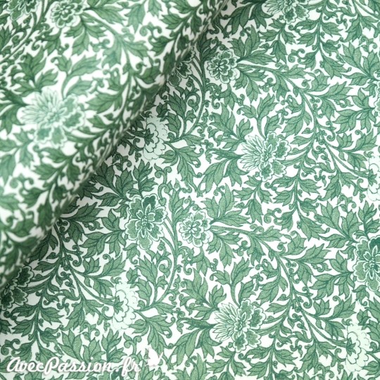 Papier tassotti motifs fleurs avec feuillage vert