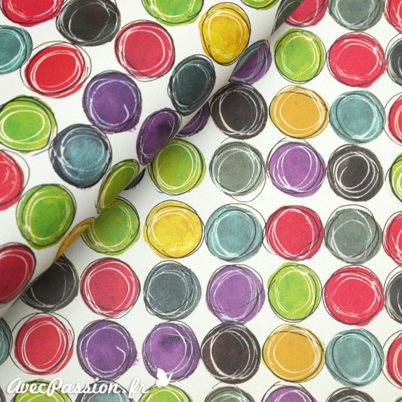 Papier tassotti motifs pastilles multicolores