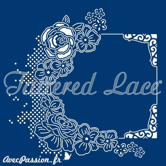 Dies découpe gaufrage matrice Tattered Lace cadre carré roses Dies découpe gaufrage matrice Tattered Lace cadre carré roses