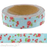 Fabric tape adhésif tissu adhésif bleu petites fleurs roses