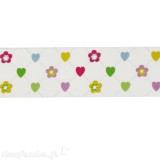 Masking tape naissance fond blanc coeurs et fleurs papier adhésif washi