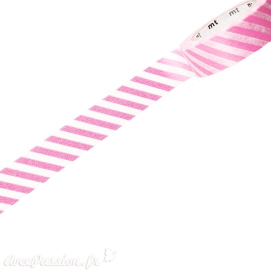 Masking tape rayé rose blanc ruban papier adhésif washi Masking tape rayé rose blanc ruban papier adhésif washi