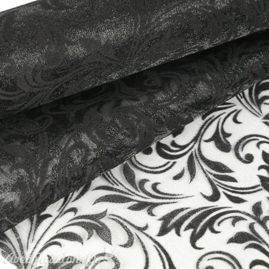 Tissu non tissé Vlies Creapop floqué noir - Tissu non tissé Vlies Creapop floqué noir -