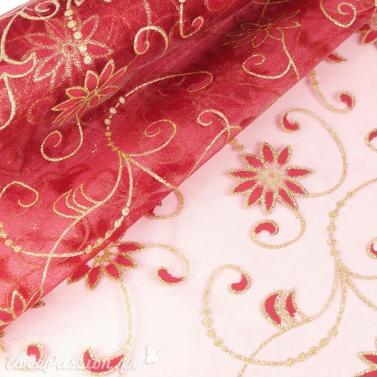 Tissu non tissé Vlies Creapop fleur bordeaux - Tissu non tissé Vlies Creapop fleur bordeaux -