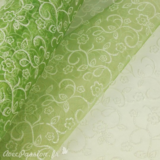 Tissu non tissé Vlies Creapop fleur avec mica olive - Tissu non tissé Vlies Creapop fleur avec mica olive -