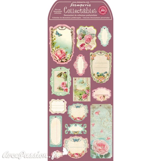 Etiquettes décoratives shabby roses anciennes Etiquettes décoratives shabby roses anciennes