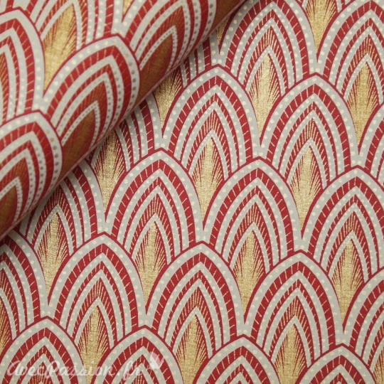Papier fantaisie joséphine rouge gris et or Papier fantaisie joséphine rouge gris et or