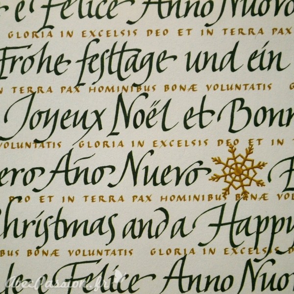 Papier tassotti motifs vert écritures de noël