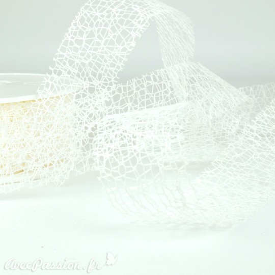Ruban tissu blanc crème 3cm crispy Ruban tissu blanc crème 3cm crispy