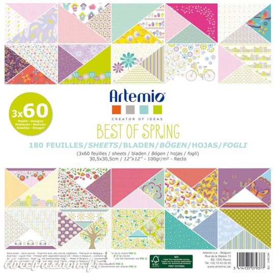 Papier scrapbooking assortiment best of spring 180 feuilles