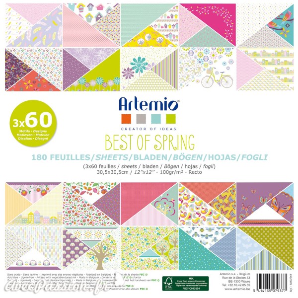 Papier scrapbooking assortiment best of spring 180 feuilles