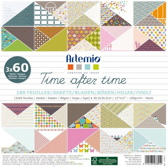Papier scrapbooking assortiment time after time 180fe Papier scrapbooking assortiment time after time 180fe