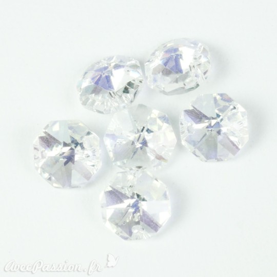 Boutons Swarovski octogone crystal AB Boutons Swarovski octogone crystal AB