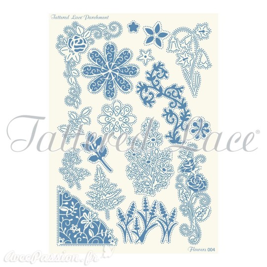 Grille parchemin Tattered Lace Parchment fleurs 04 Grille parchemin Tattered Lace Parchment fleurs 04