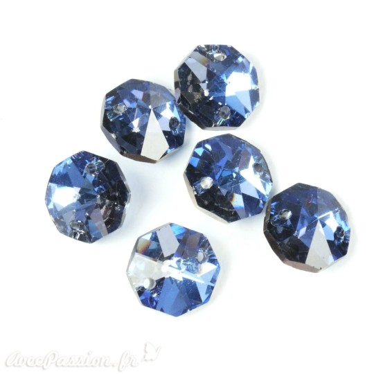 Boutons Swarovski octogone crystal AB bleu Boutons Swarovski octogone crystal AB bleu