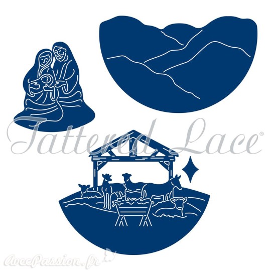 Dies découpe gaufrage crèche de la nativité Tattered Lace Dies découpe gaufrage crèche de la nativité Tattered Lace