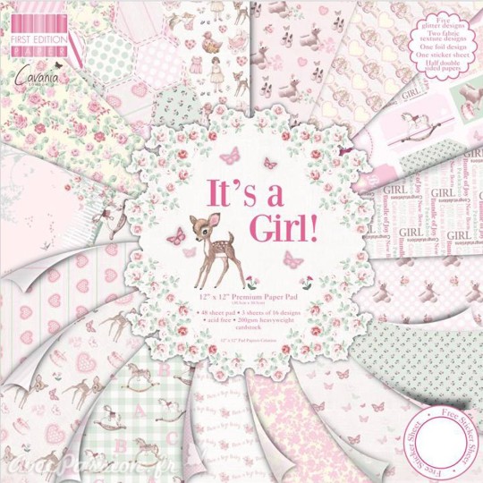 Papier scrapbooking assortiment It's a girl 48fe