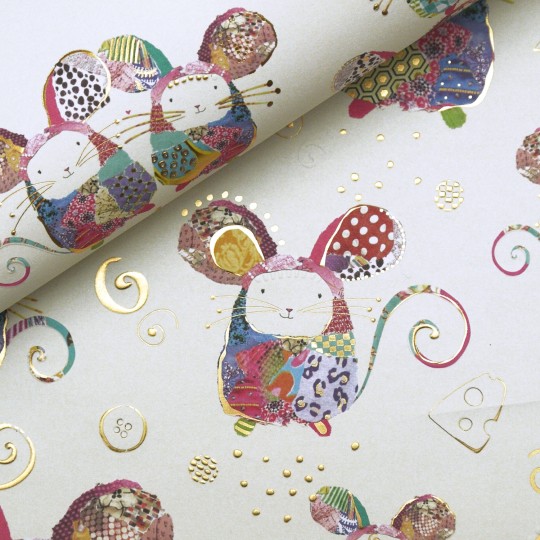 Papier Turnowsky motifs souris rehaussé de doré Papier Turnowsky motifs souris rehaussé de doré