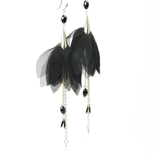 Boucles d'oreilles pendantes Hippie Chic voile noir Charlotte & Alexandre Boucles d'oreilles pendantes Hippie Chic voile noir Charlotte & Alexandre