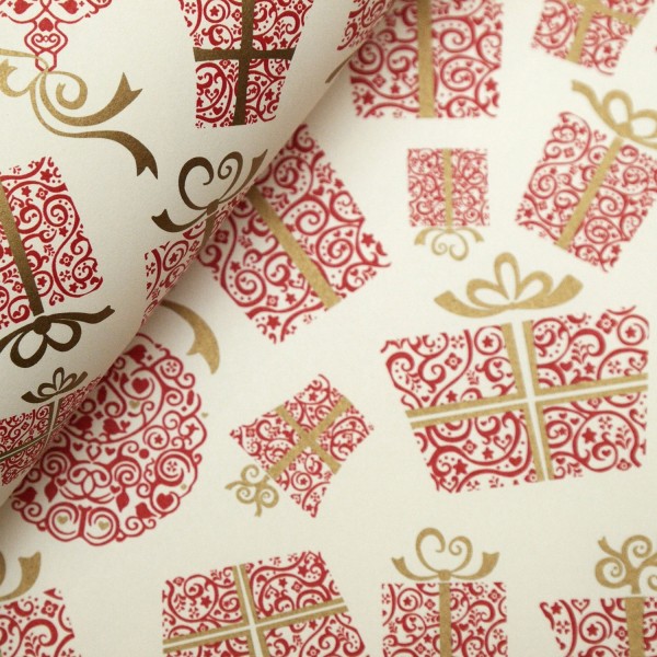 Papier tassotti motifs noel cadeau rouge
