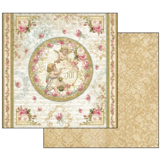 Papier scrapbooking anges et roses Stamperia 30x30 réversible