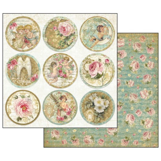 Papier scrapbooking réversible boules noel anges Papier scrapbooking réversible boules noel anges