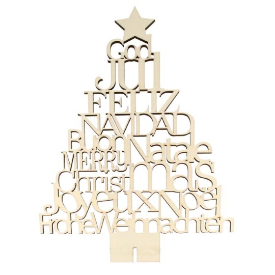 Objet en bois brut sapin joyeux noël artemio Objet en bois brut sapin joyeux noël artemio