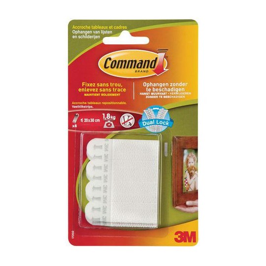 Accroche tableaux Command sans trou 3M blanc 8 languettes S 1.8kg