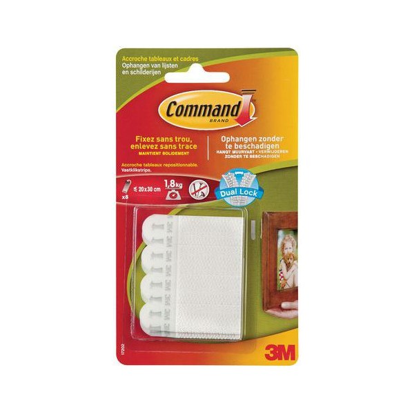 Accroche tableaux Command sans trou 3M blanc 8 languettes S 1.8kg