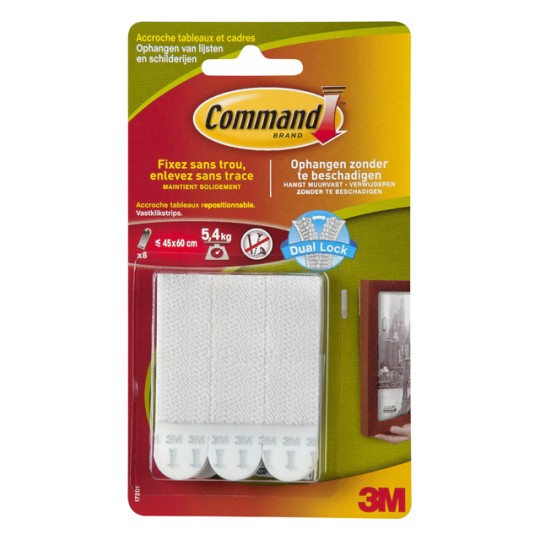 Accroche tableaux Command sans trou 3M blanc 8 languettes M 5.4kg