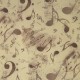 Papier italien motifs notes de musique crème marron doré